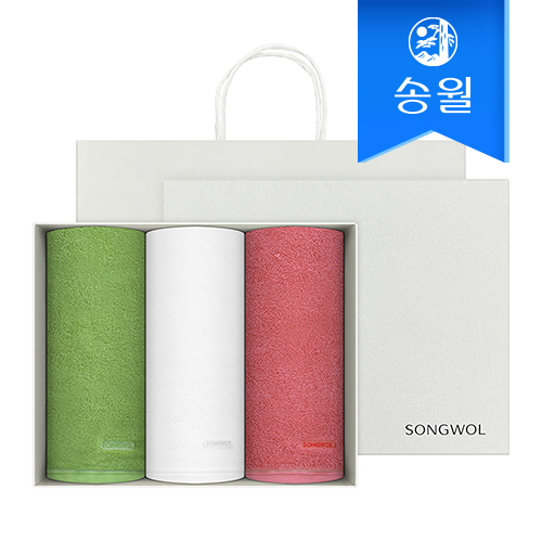 [송월타올] 컬러풀 170g 세면타올 3매 선물세트 쇼핑백